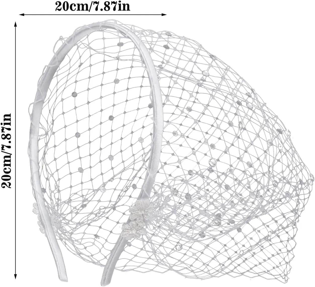 Lusofie Mesh Veil Headband 1920s Headpiece for Women Bridal Wedding Tea Party Fascinator Veil for Women