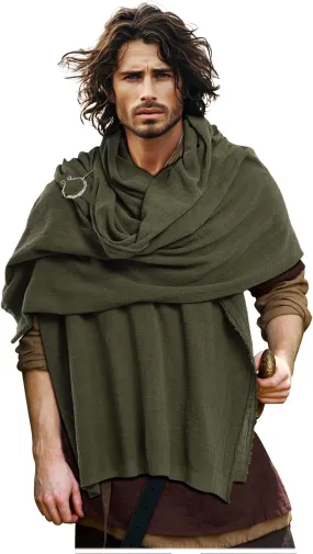L'VOW Men's Medieval Hooded Cloak Greek Gods Shoulder Cape Post Apocalyptic Wrap Scarf Rogue Cowl Viking Renaissance