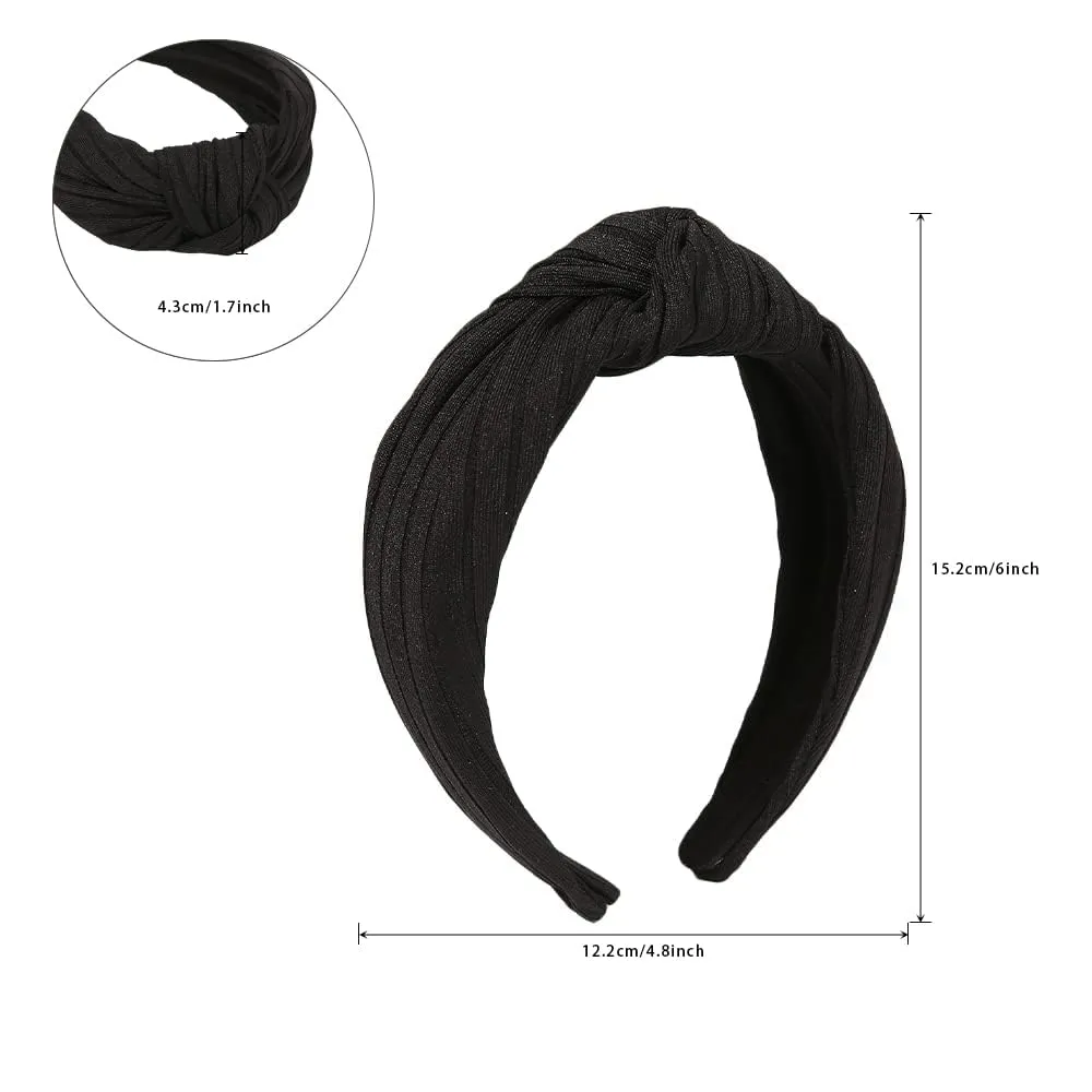 Madison Tyler Headbands for Women | Fashion Boho Headbands Top Knotted With Rhinestones Elastic Workout Hairbands | Outdoor and Party Headbands for Women Non Slip. (Black)