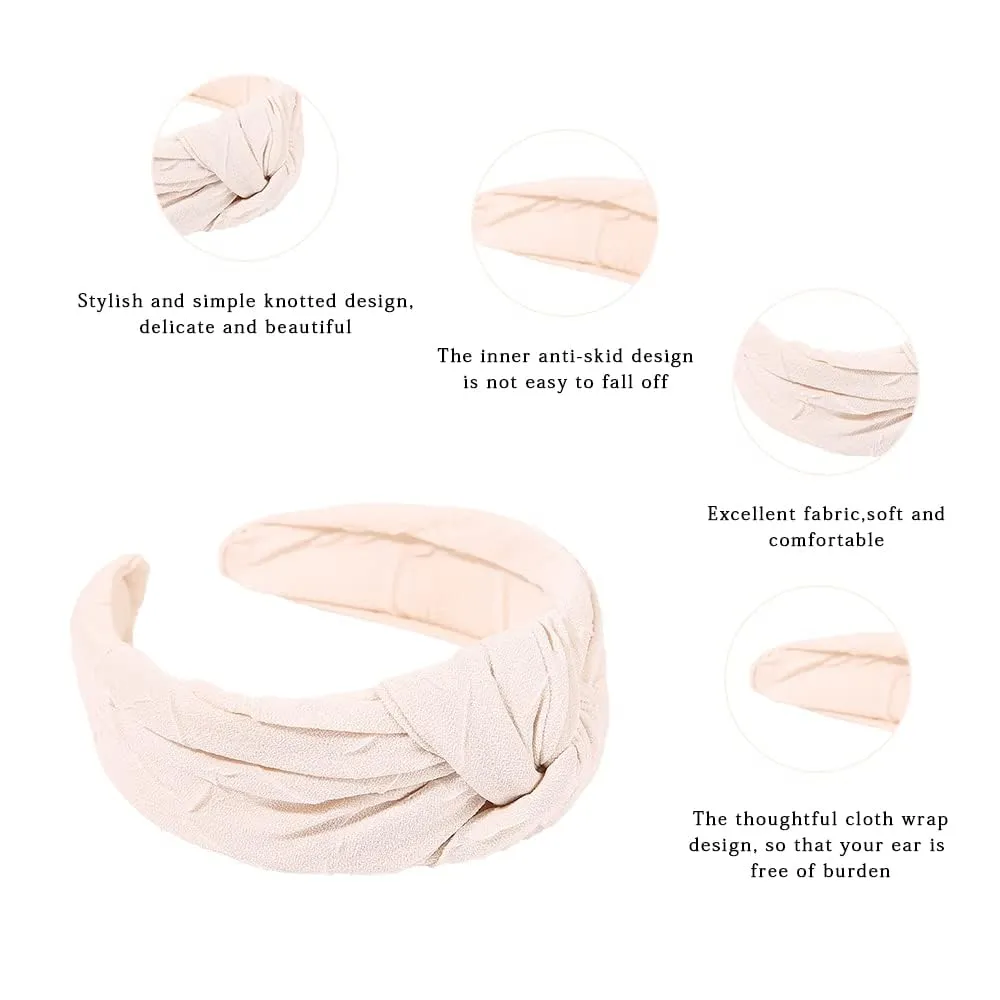 Madison Tyler Headbands for Women | Fashion Boho Top Knotted With Rhinestones Elastic Workout Hairbands | Outdoor and Party Non Slip (Beige)