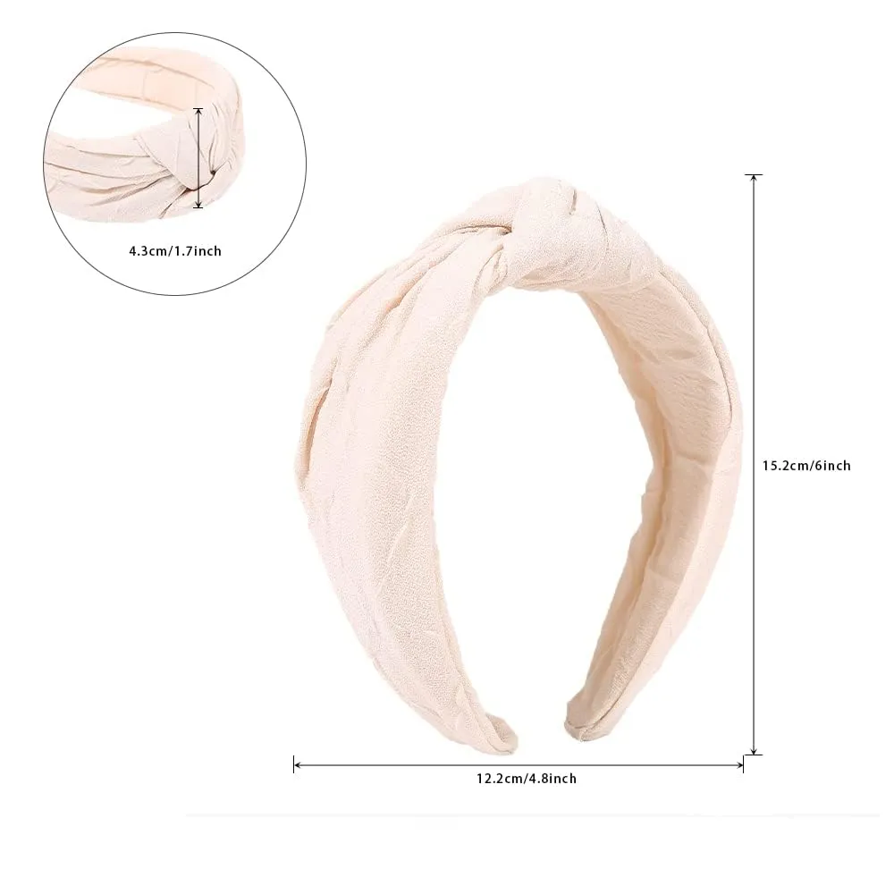 Madison Tyler Headbands for Women | Fashion Boho Top Knotted With Rhinestones Elastic Workout Hairbands | Outdoor and Party Non Slip (Beige)