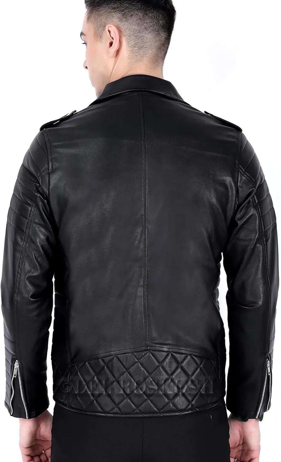 Men Black Faux Leather Jacket