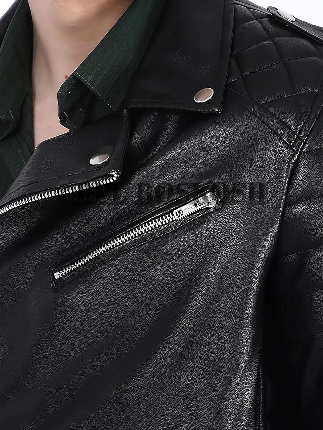 Men Black Faux Leather Jacket