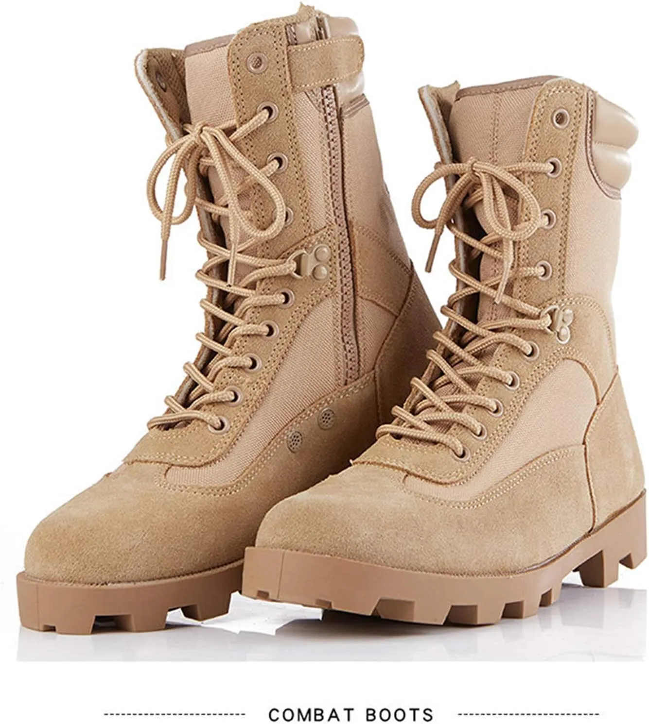 Men Desert Tactical Military Boots, Mens Working Safty Shoes Breathable Army Combat Boots, Men Hiking Shoes, Black-44