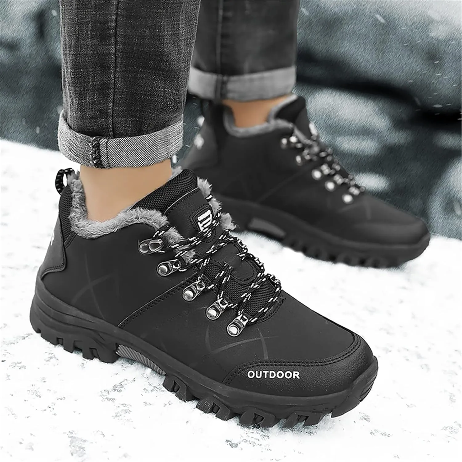 Men Shoes Leather Casual Solid Color Lace Up Plus Cotton Casual Shoes Climbing Sneaker Storage for Men