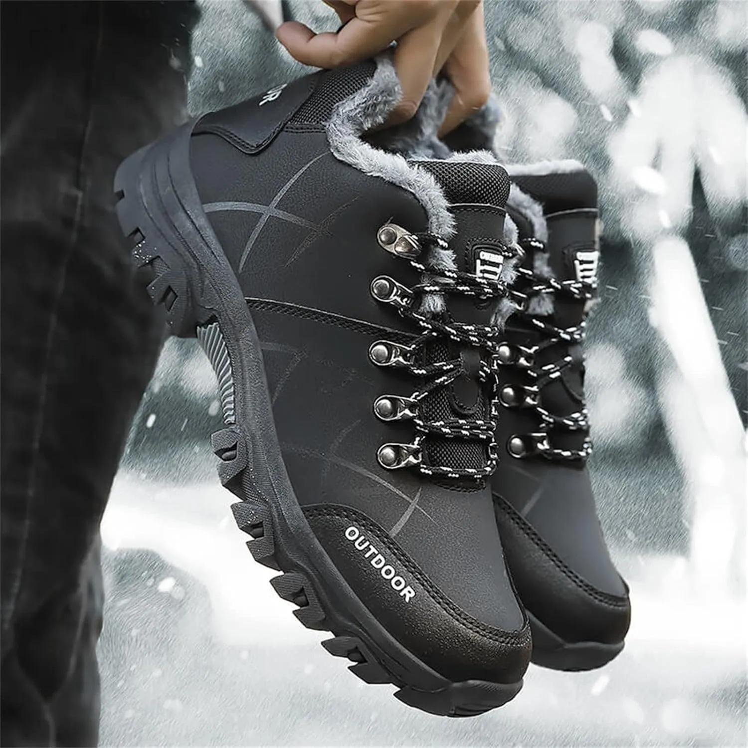Men Shoes Leather Casual Solid Color Lace Up Plus Cotton Casual Shoes Climbing Sneaker Storage for Men