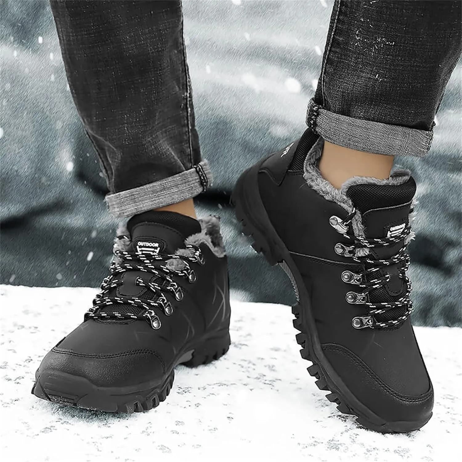 Men Shoes Leather Casual Solid Color Lace Up Plus Cotton Casual Shoes Climbing Sneaker Storage for Men