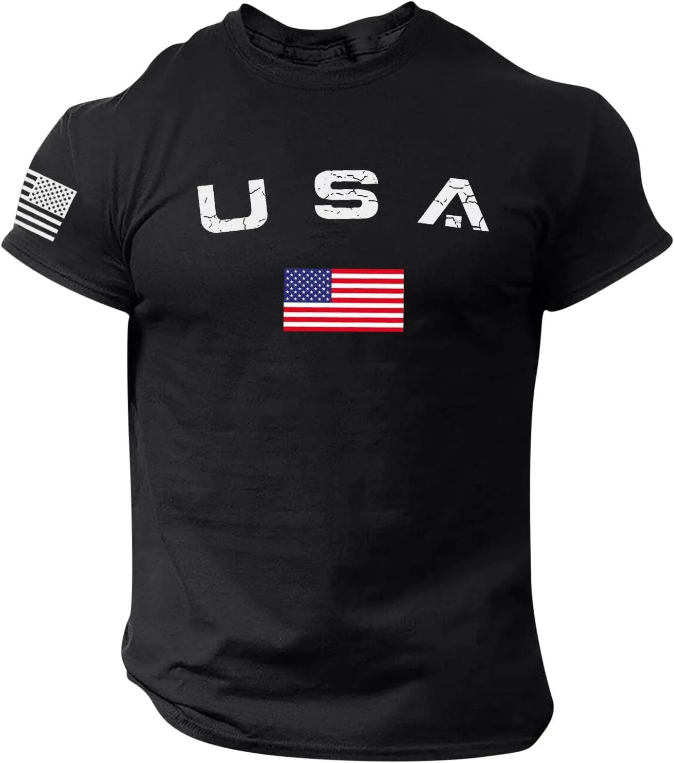 Men's American USA Flag Patriotic T-Shirts 4th of July Shirts Graphic Tees Summer Short Sleeve Workout Shirt