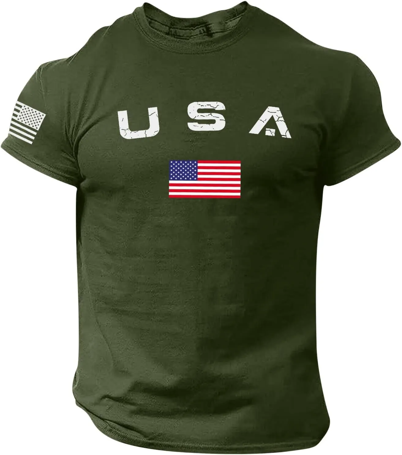 Men's American USA Flag Patriotic T-Shirts 4th of July Shirts Graphic Tees Summer Short Sleeve Workout Shirt