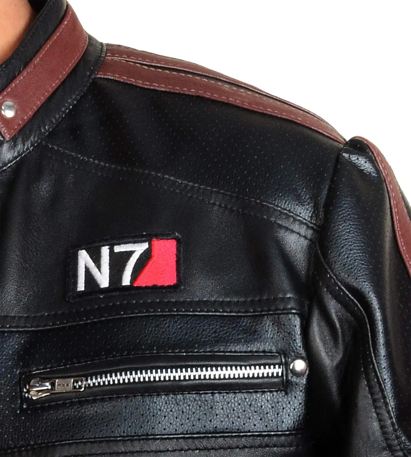 Mens Black Video Game Fleece Hoodie - Cosplay Costume Lambskin Leather Motorcycle Jacket Men
