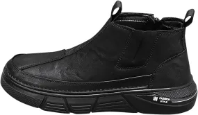 Mens Casual Leather Shoes Men Water Proof Non Slip Breathable Comfortable Side Zipper Leisure Sport Ankle Boots