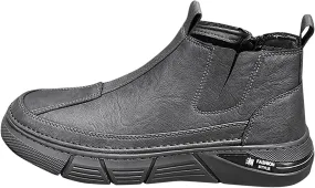 Mens Casual Leather Shoes Men Water Proof Non Slip Breathable Comfortable Side Zipper Leisure Sport Ankle Boots