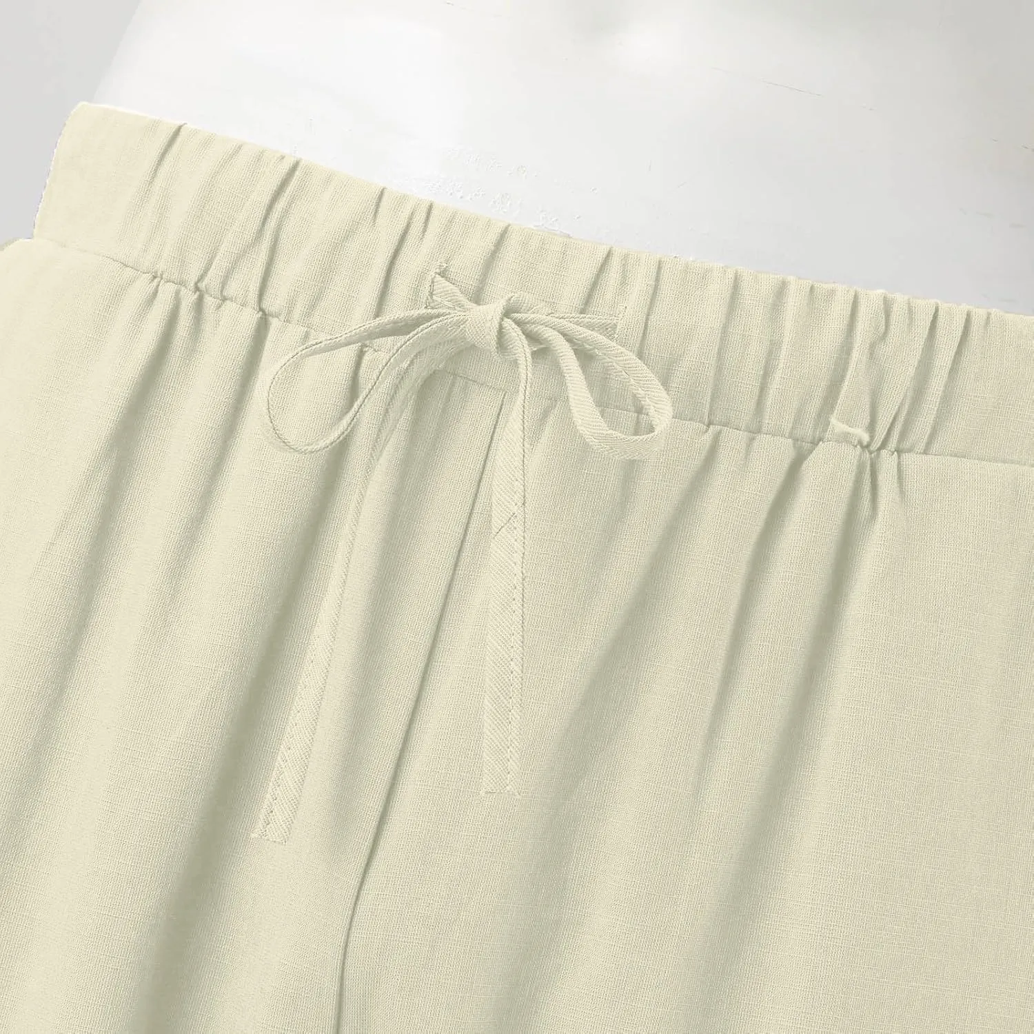 Men's Cotton Linen Pants 2024 Solid Color Harem Pants Casual Capri Pants/Trousers Lightweight Loose Beach Summer