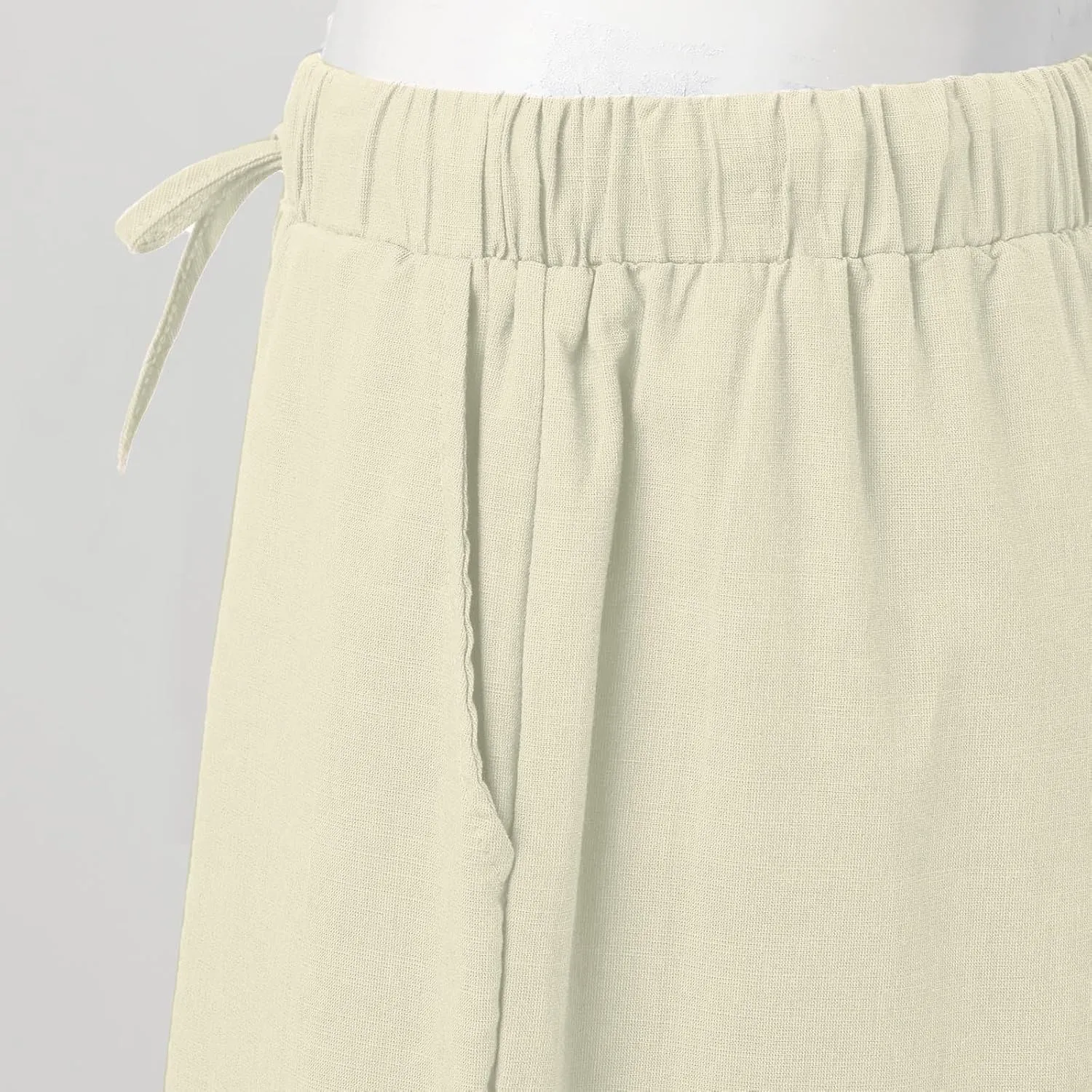 Men's Cotton Linen Pants 2024 Solid Color Harem Pants Casual Capri Pants/Trousers Lightweight Loose Beach Summer