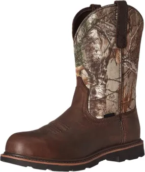 Mens Cowboy Boots: Square Toe, Embroidered, Wide Calf, Slip On, Brown Leather, Western, Winter Boots (7.5-13 US, 38-48 EU)