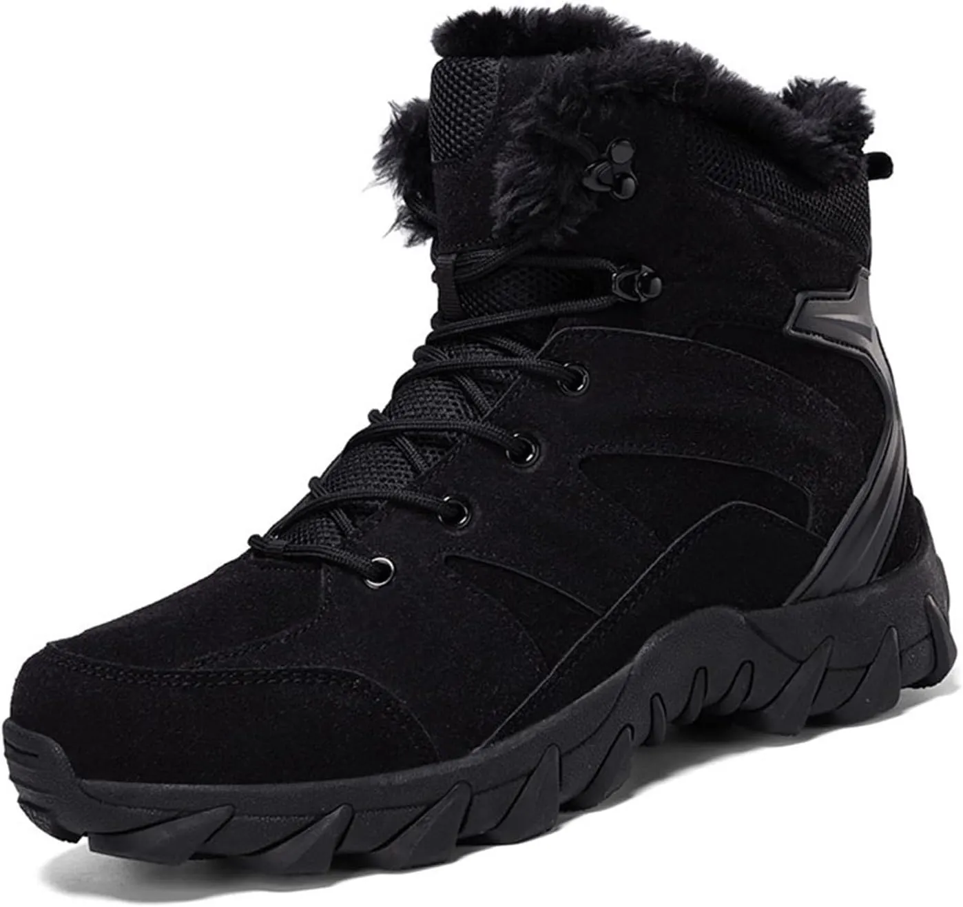 Men's Hiking Boots Military, Men Comfortable Thickened Winter Fur Lining Warm Mid-Top Security Combat Combat Boots, Waterproof Military Work Boots, for Outdoor Athletic Cold Weather
