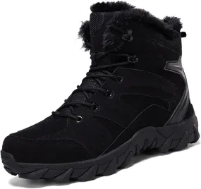 Men's Hiking Boots Military, Men Comfortable Thickened Winter Fur Lining Warm Mid-Top Security Combat Combat Boots, Waterproof Military Work Boots, for Outdoor Athletic Cold Weather