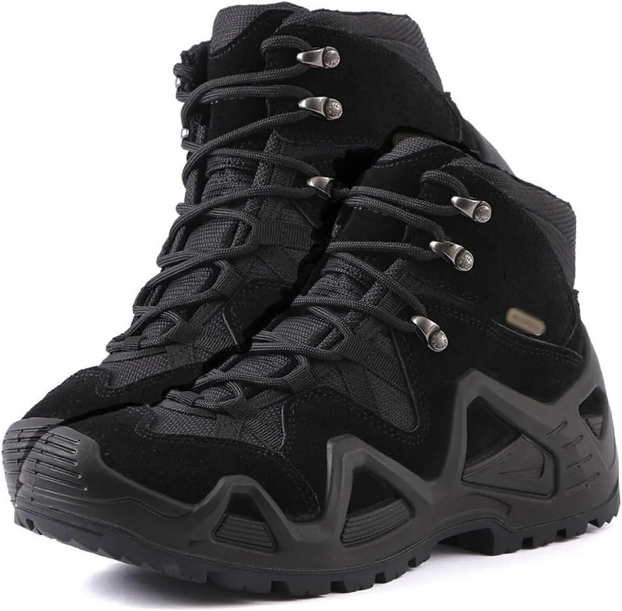 Mens Hiking Combat Boots, Mens Waterproof Lace Up Breathable Mid Top Combat Tactical Boots, Lightweight and Casual Tactical Safety Shoes, for Backpacking Outdoor Hiking