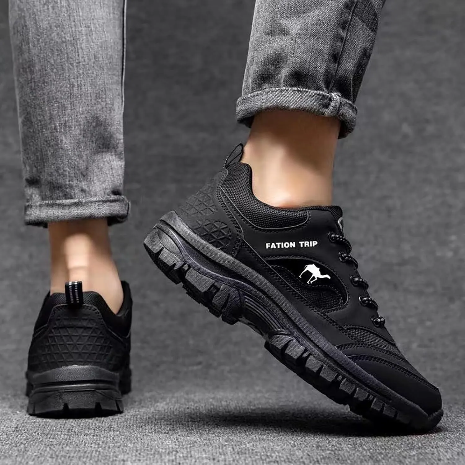 Men's Hiking Shoes Lightweight Breathable Non Slip Outdoor Lace Up Comfortable Hiking Shoes Work Shoe for Men