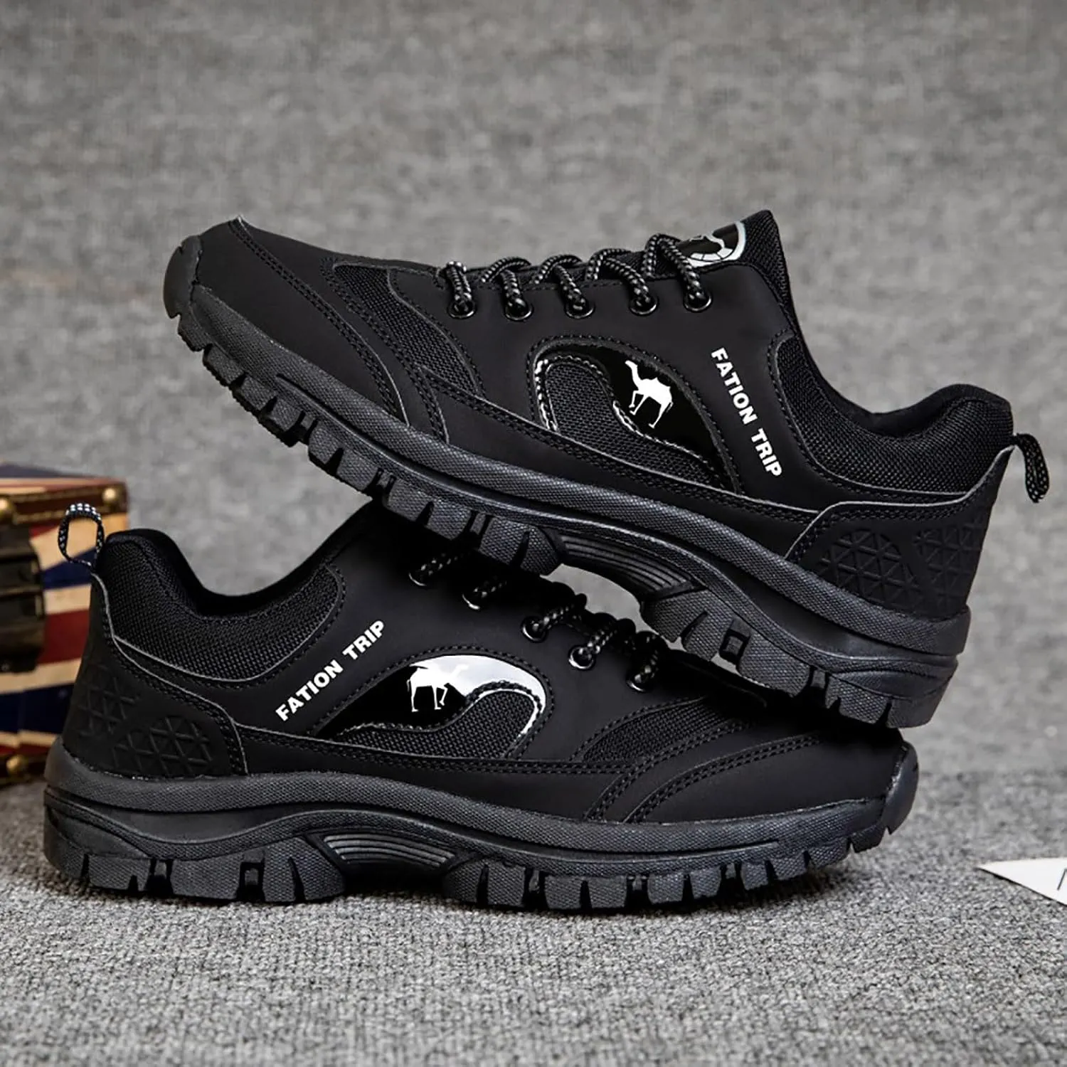 Men's Hiking Shoes Lightweight Breathable Non Slip Outdoor Lace Up Comfortable Hiking Shoes Work Shoe for Men