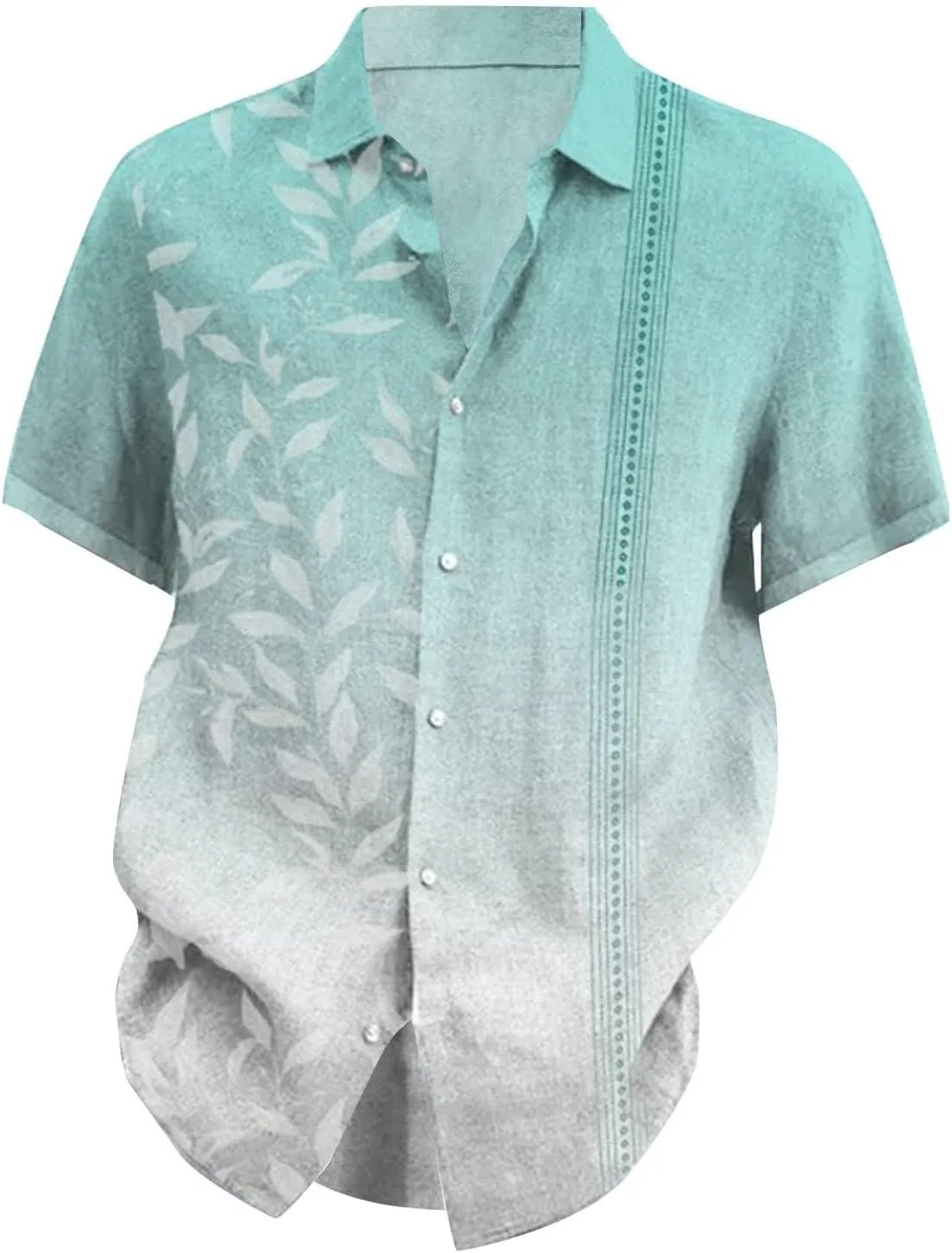 Men's Linen Shirts Short Sleeve Hawaiian Summer Button down T Shirts Vacation Beach Tops Casual Plus Size Tops