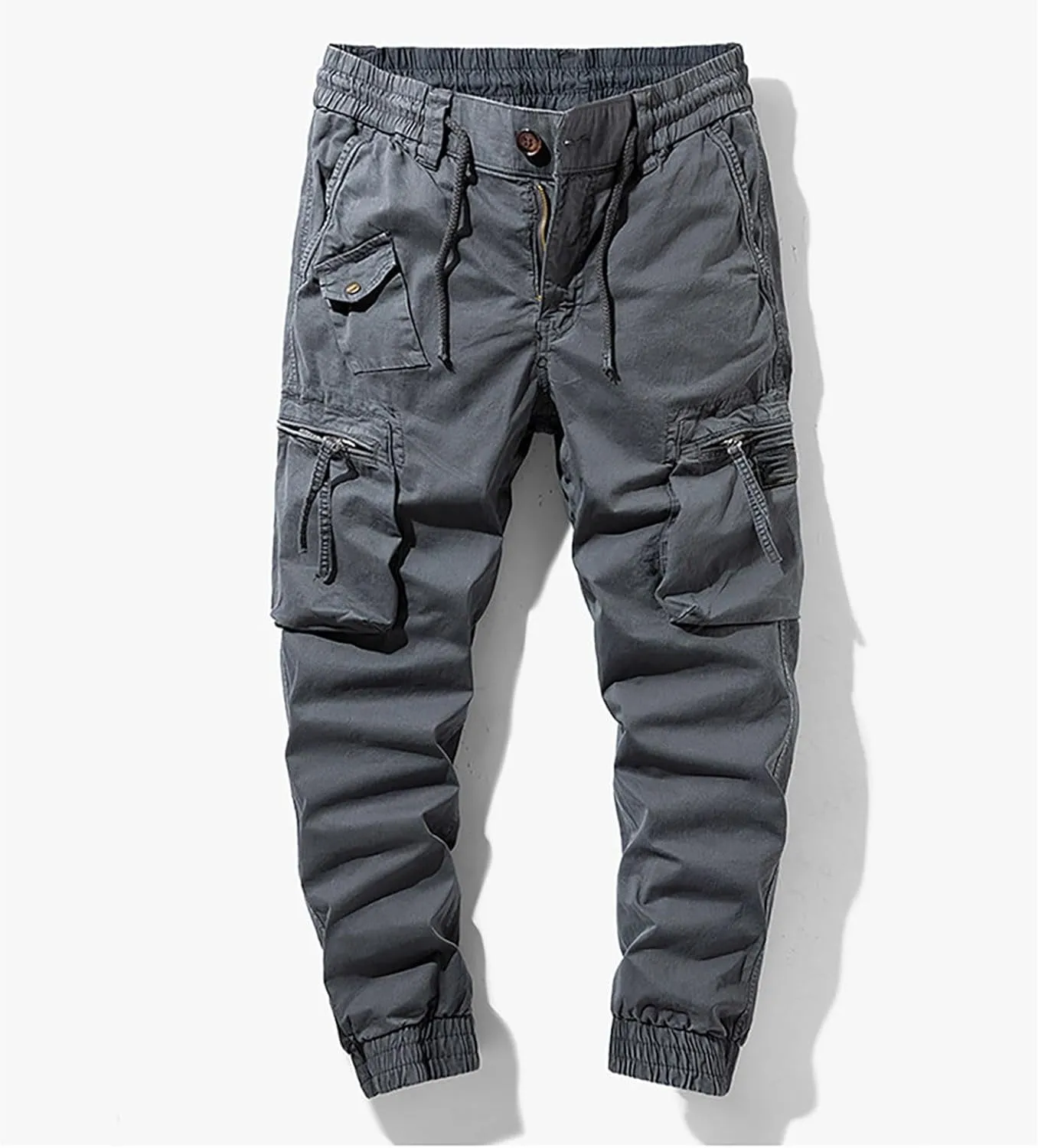 Mens Military Solid Color Overalls Tactical Multi Pockets Straight Baggy Cargo Pants Outdoor Dressy Casual Plus Size Trouser