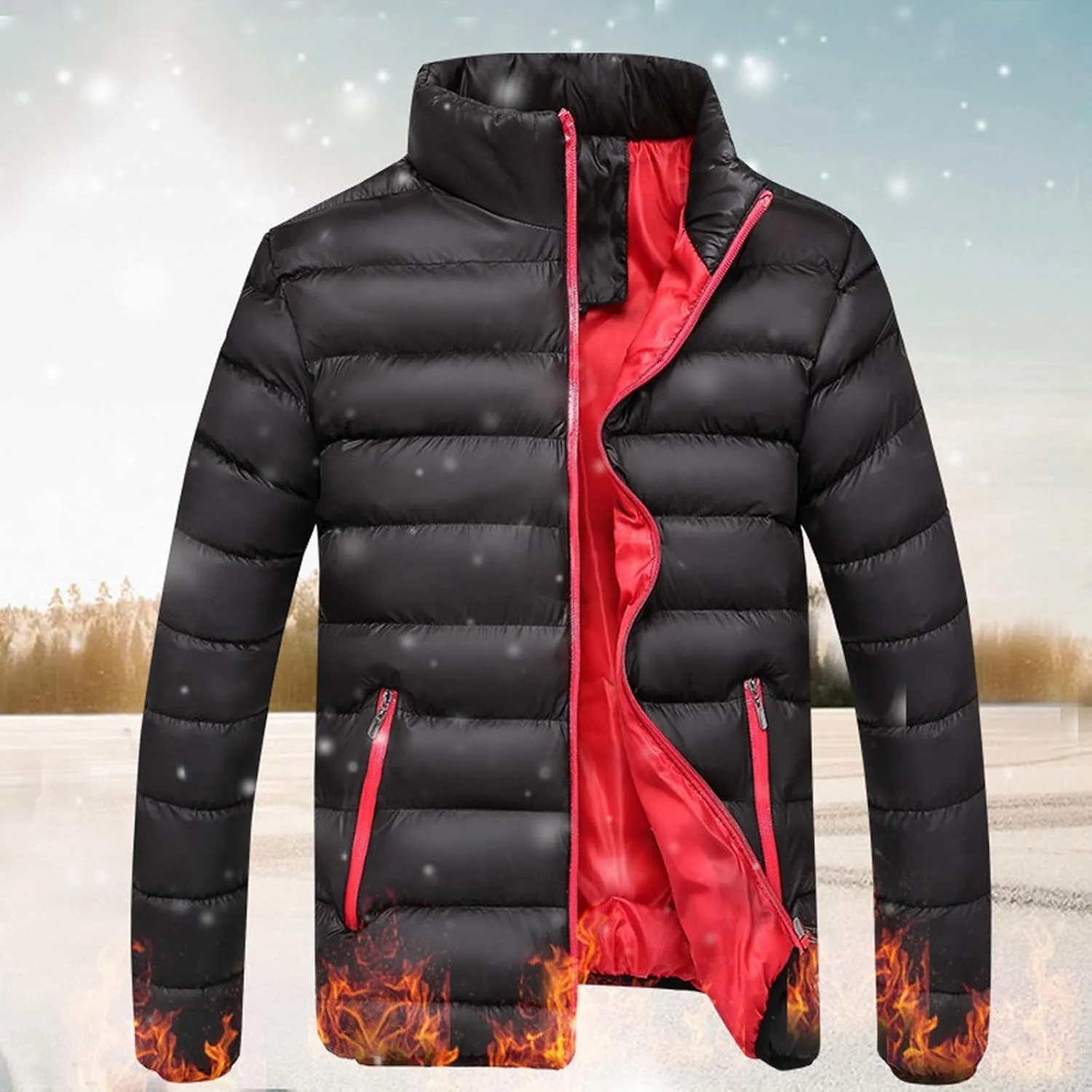 Men's Puffer Jacket Waterproof Winter Parka Warm Thicken Ski Coat Real Down Insulated Packable Puffer Jacket