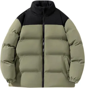 Men's Puffer Jackets Lightweight Warm Windproof Coat Winter Water-Repellent Windbreaker Stand Collar Quilted Jacket