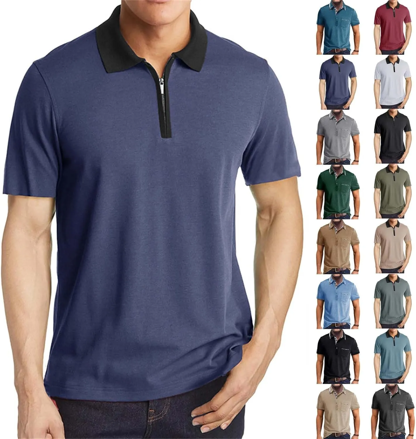 Mens Resort Wear 2025 Polo Shirts Short Sleeve Moisture Wicking Golf Polo Athletic Collared Shirt Tennis T-Shirt Tops