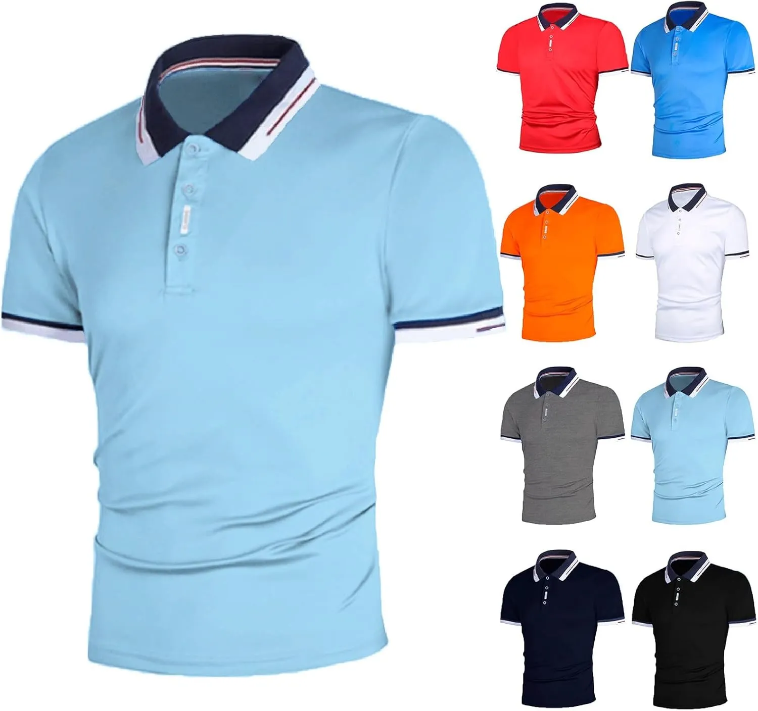 Mens Resort Wear 2025 Wrinkle-Resistant Office Slim Collared Polos Short Sleeve Collared Shirt Summer Casual
