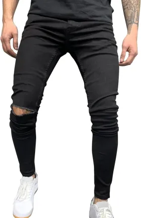 Mens Slim Fit Jeans Stretch Skinny Stretch Jean Fashion Flex Tapered Leg Denim Pants Casual Classic Plain Trousers