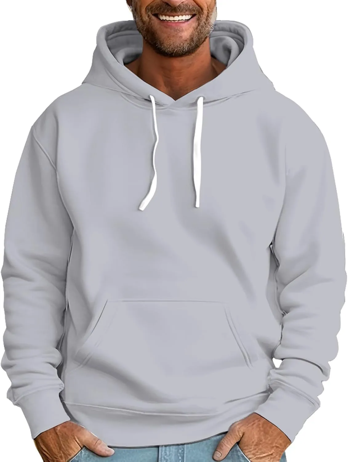 Mens Solid Color Basic Sweatshirt Long Sleeve Knit Sweatshirt Drop Shoulder Pullover Top Loose Slim Sweatshirt