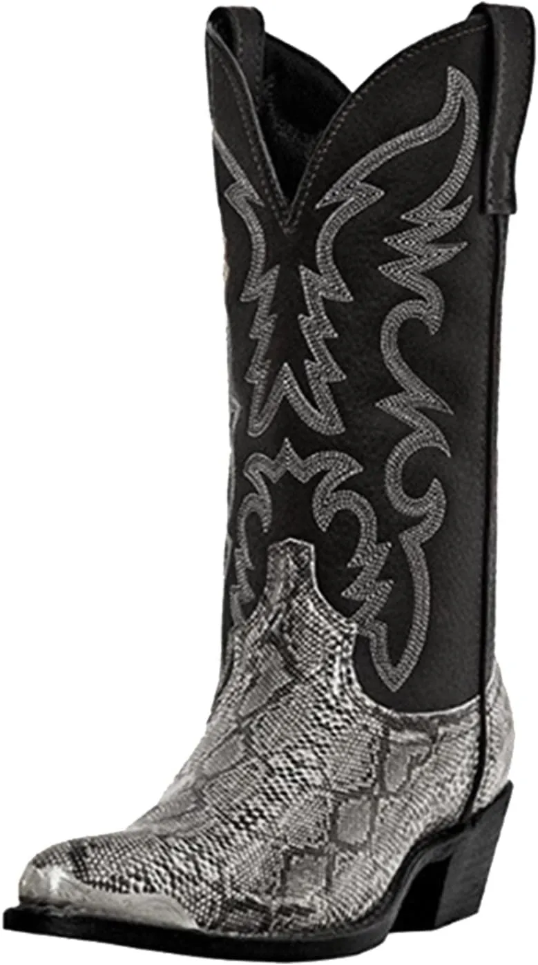 Mens Western Boots - Pull On Leather Cowboy Boots with Steel Toe and Pointed Toe - For Men's Work and Party Dress Up