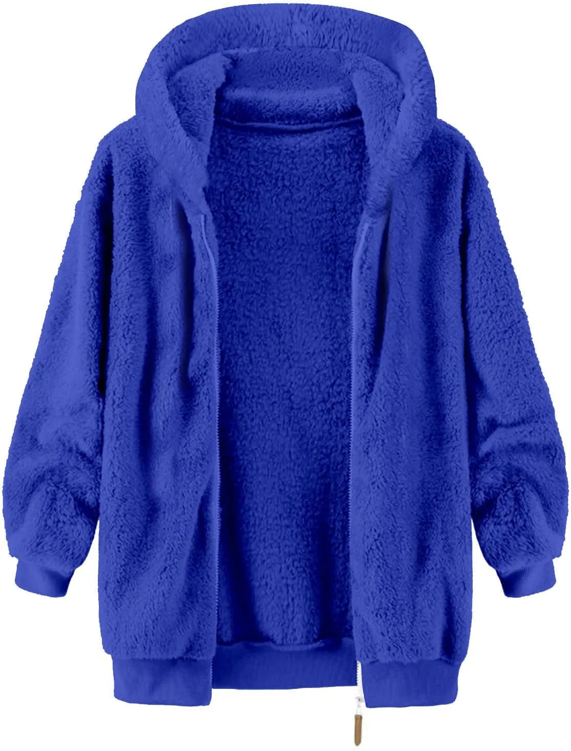 Men's Winter Hoodies Sherpa Fleece Jacket Warm Lightweight Plush Fuzzy Sweatshirt Zip Up Outwear Faux Fur Fluffy Coat