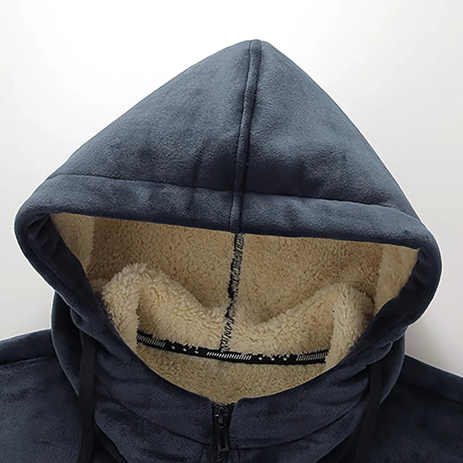 Men's Zip up Hoodie Warm Sherpa Fleece Lined Winter Jackets Casual Long Sleeve Hooded Drawstring Coats with Pockets
