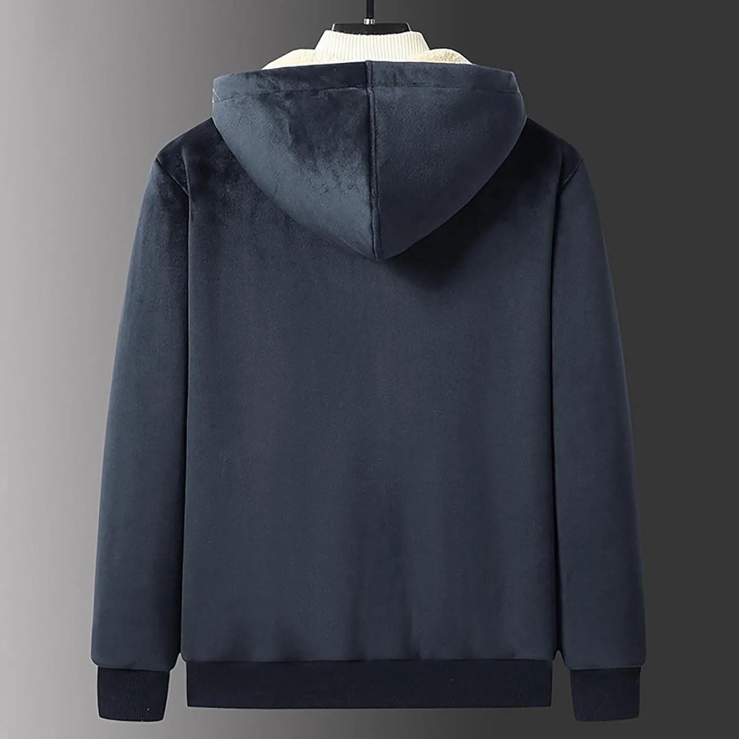 Men's Zip up Hoodie Warm Sherpa Fleece Lined Winter Jackets Casual Long Sleeve Hooded Drawstring Coats with Pockets