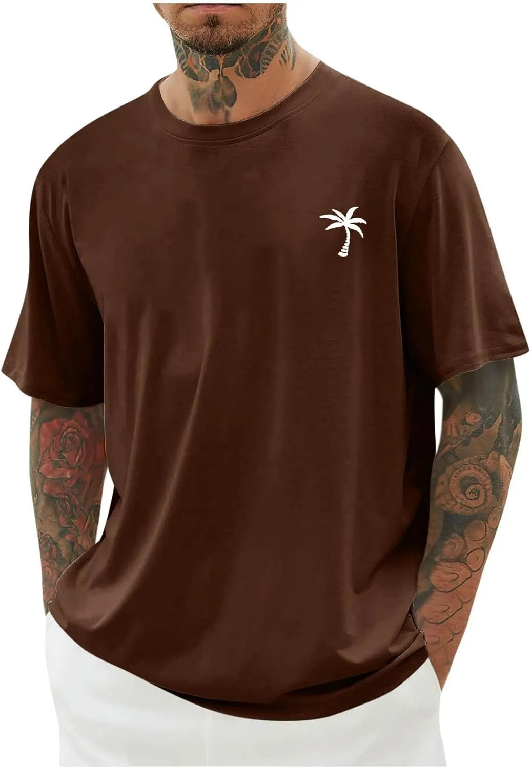 Muscularfit Men Oversized T Shirt Loose Fit Crewneck Short Sleeve Casual Tops Fashion Solid Athletic T-Shirt Summer Beach Top