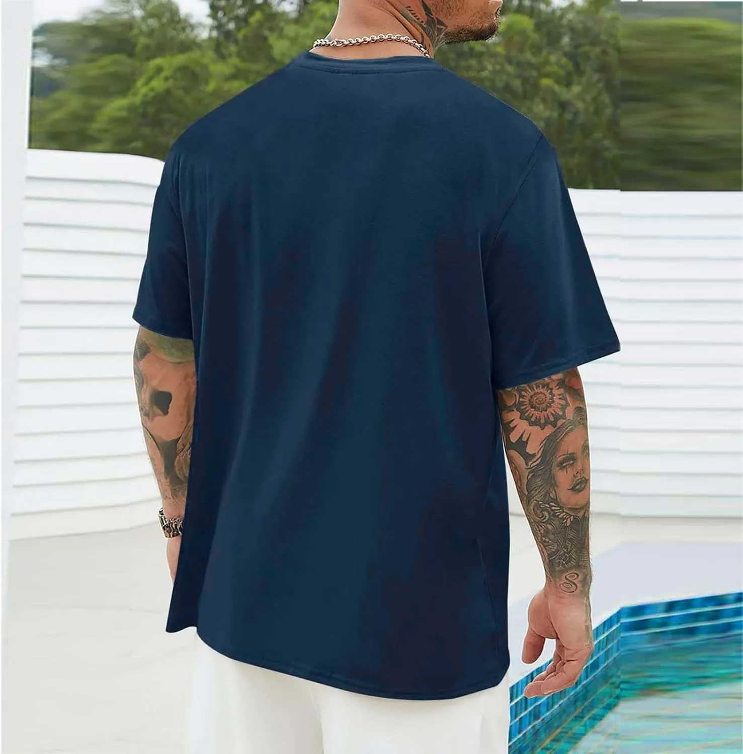 Muscularfit Men Oversized T Shirt Loose Fit Crewneck Short Sleeve Casual Tops Fashion Solid Athletic T-Shirt Summer Beach Top