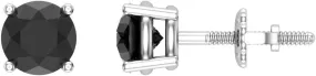 Natural Round Black Diamond Earrings 14K Solid Gold for women-mens Diamond studs