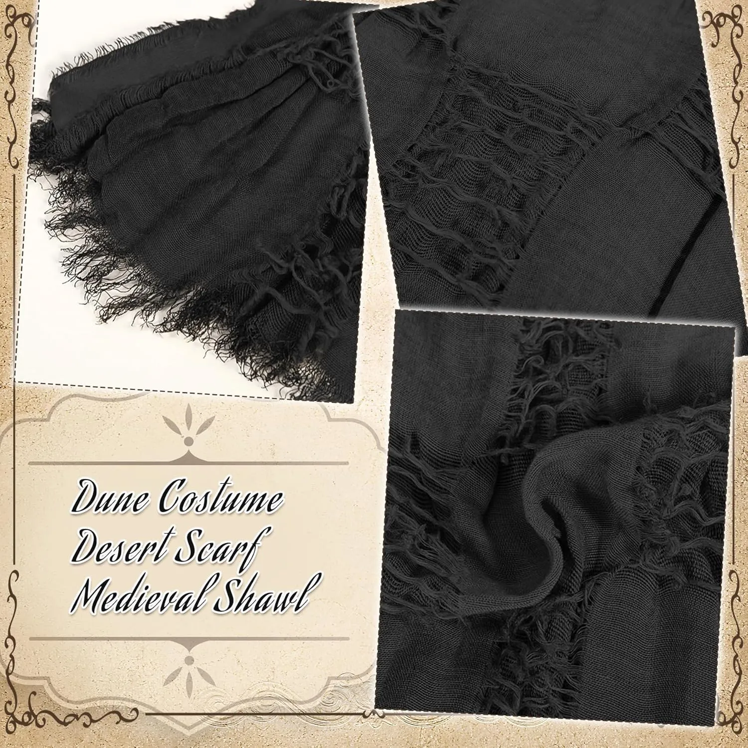 nezababycos Post Apocalyptic Hooded Shawl Scarf Medieval Renaissance Cowl Cloak Cape Tattered Viking Costume for Men Women