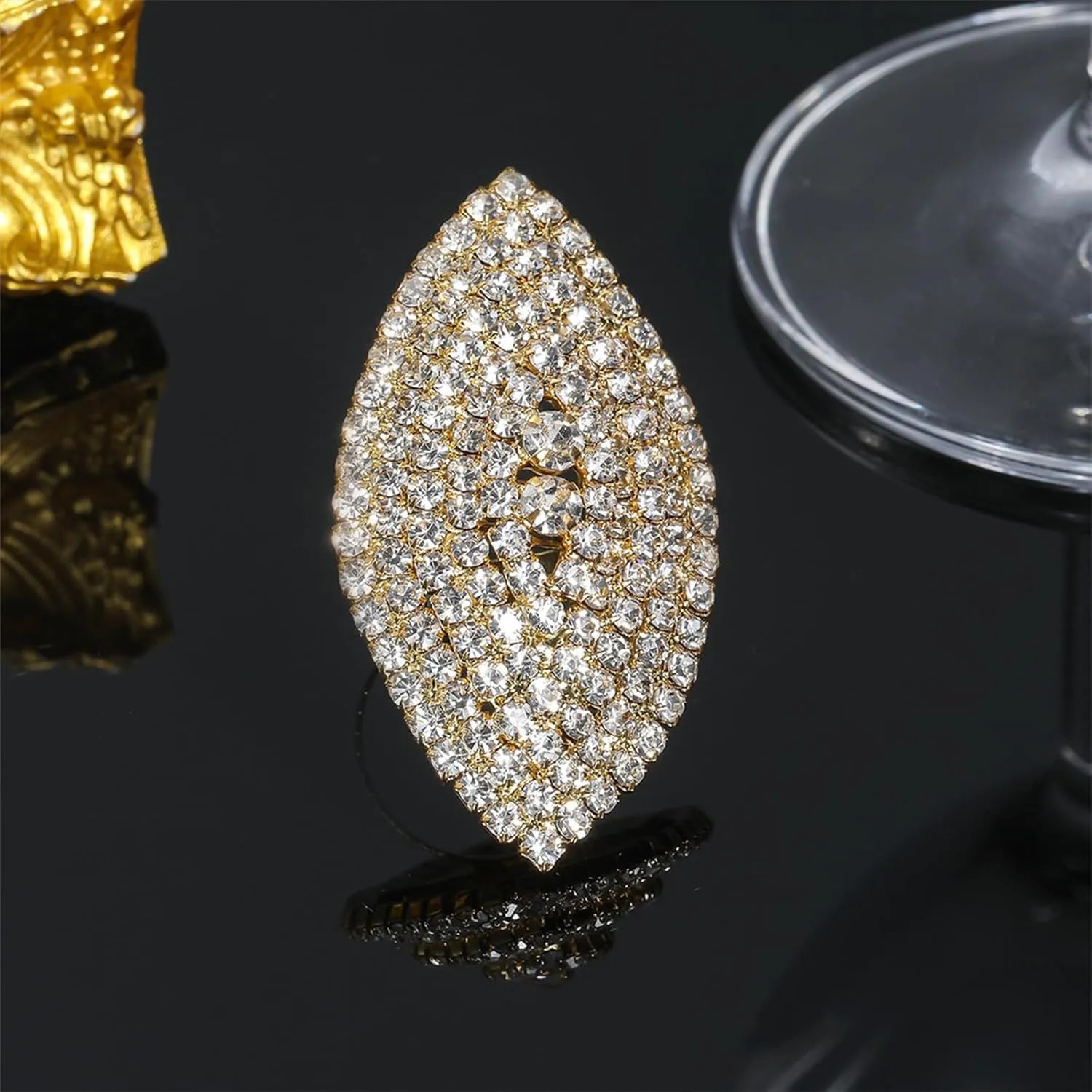 Otxas Silver Rings for Women Statement Rings for Women Sparkly Cocktail Rings Chunky Silver Rings Adjustable Costume Rings