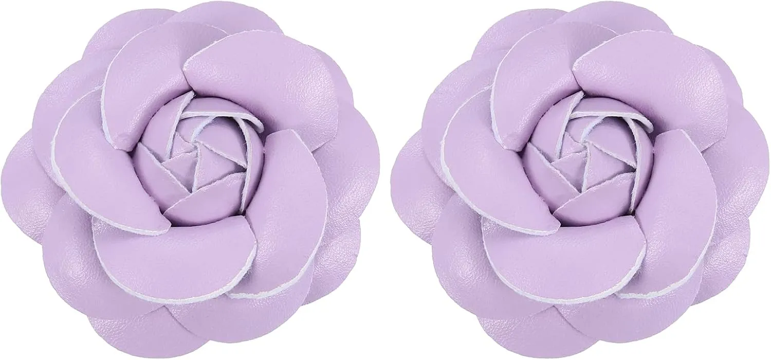 PATIKIL Flower Hair Clips, Camellia Hairpin Floral Brooches Pin Handmade Leather Flower Brooch for Lady Bridal Women Hat Dress Shirt
