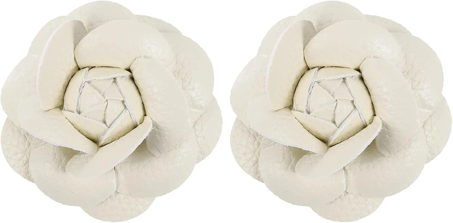 PATIKIL Flower Hair Clips, Camellia Hairpin Floral Brooches Pin Handmade Leather Flower Brooch for Lady Bridal Women Hat Dress Shirt