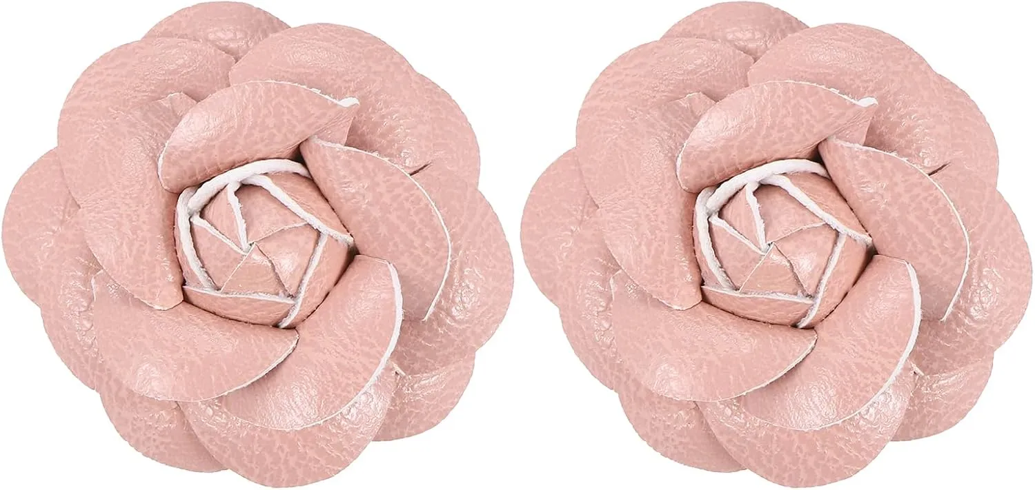 PATIKIL Flower Hair Clips, Camellia Hairpin Floral Brooches Pin Handmade Leather Flower Brooch for Lady Bridal Women Hat Dress Shirt