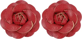 PATIKIL Flower Hair Clips, Camellia Hairpin Floral Brooches Pin Handmade Leather Flower Brooch for Lady Bridal Women Hat Dress Shirt