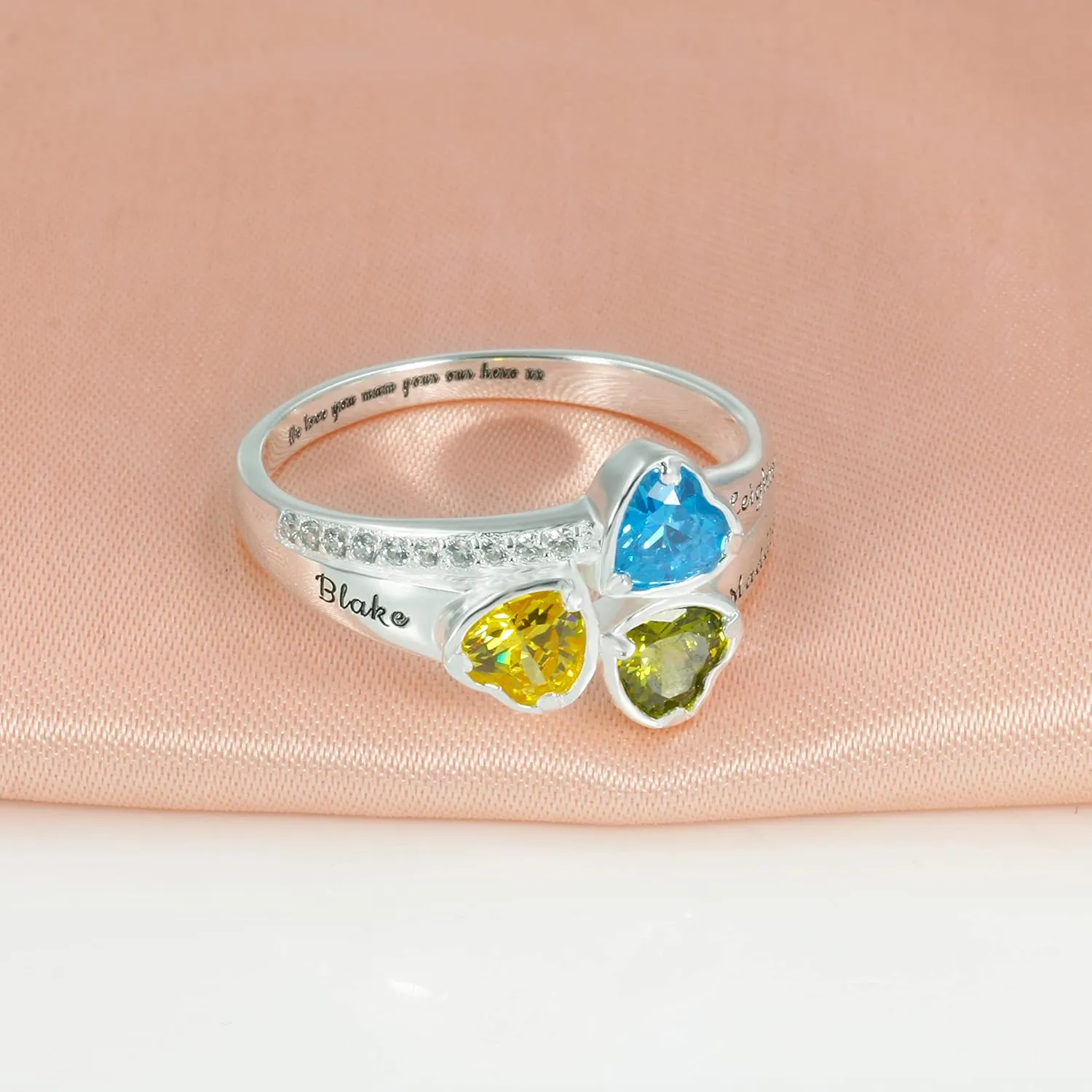 Personalized Rings for Women Customized Engagement Rings for Couples,Birthstone Rings for Mothers Promise Rings Couple Rings Silver Mother Rings