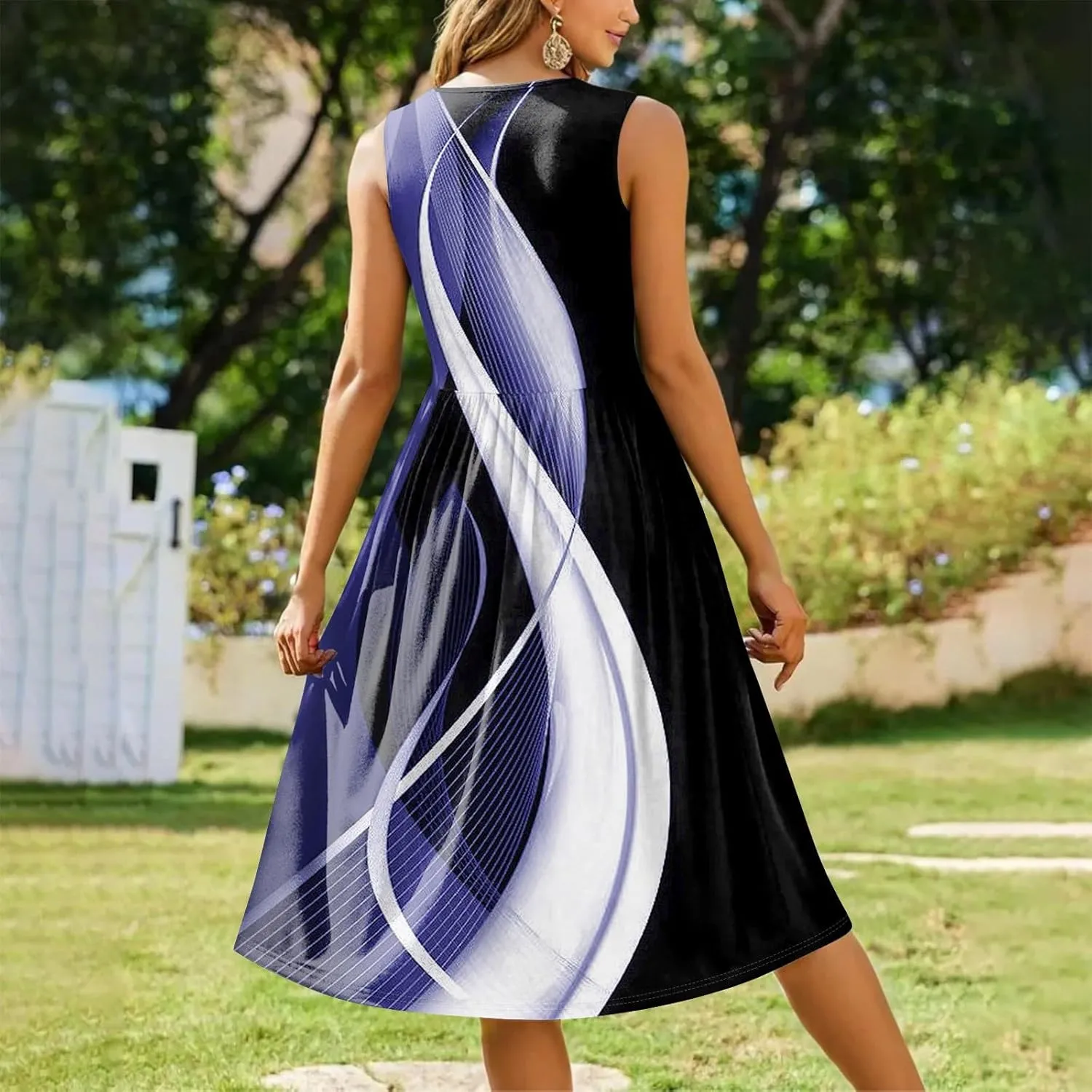 Plus Size Sleeveless Summer Dresses for Women 2025 Floral Midi Casual A-Line Beach Sundress Dress with Pockets