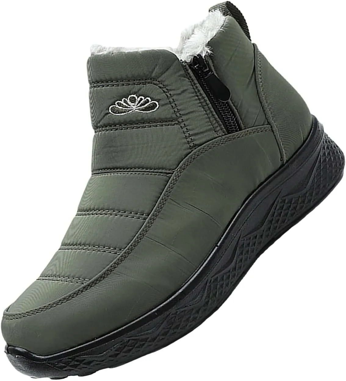 Plush Lined Winter Boots for Women Non Slip Ankle Boots for Women Low Heel Snow Boots Hiking Boots