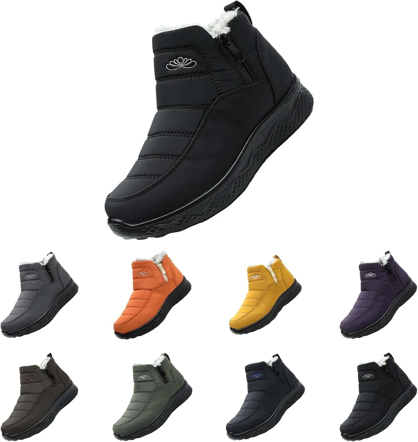 Plush Lined Winter Boots for Women Non Slip Ankle Boots for Women Low Heel Snow Boots Hiking Boots