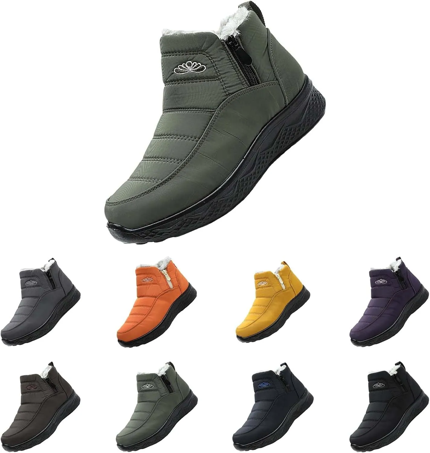 Plush Lined Winter Boots for Women Non Slip Ankle Boots for Women Low Heel Snow Boots Hiking Boots